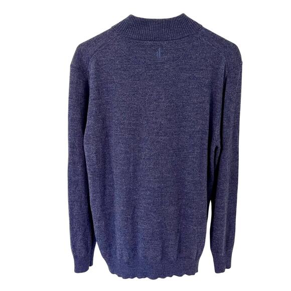 Johnnie-O Merino Wool Sweater Mens Size Medium Blue Quarter Zip Pullover Office - Picture 5 of 10